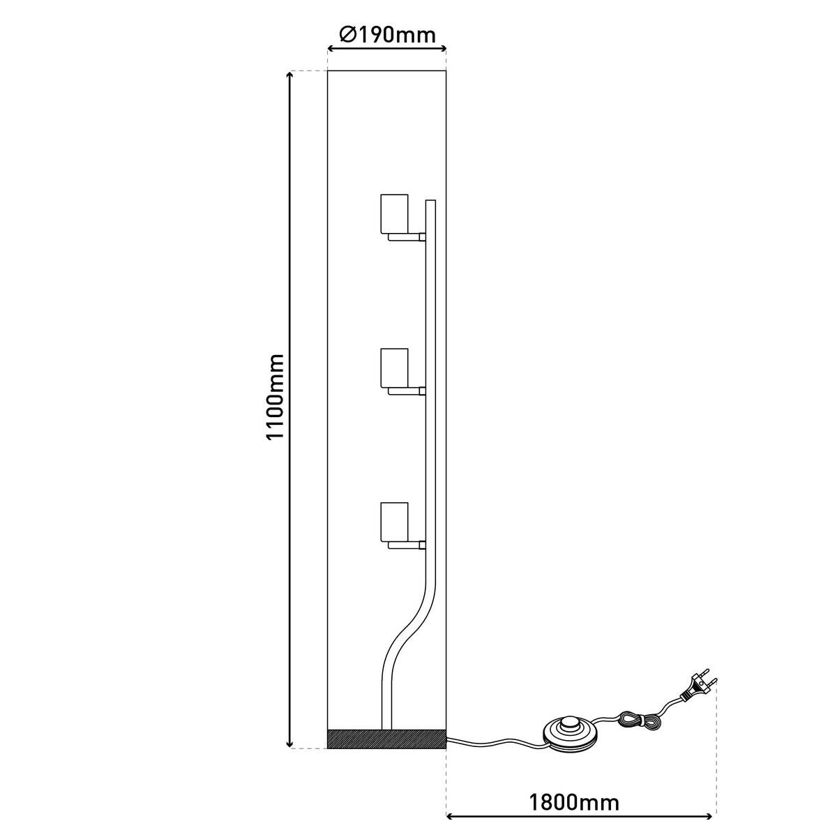 Näve Leuchten Stehleuchte 2071816 grau Metall Textil B/H/T: ca. 19x110x19 cm 3 Brennstellen