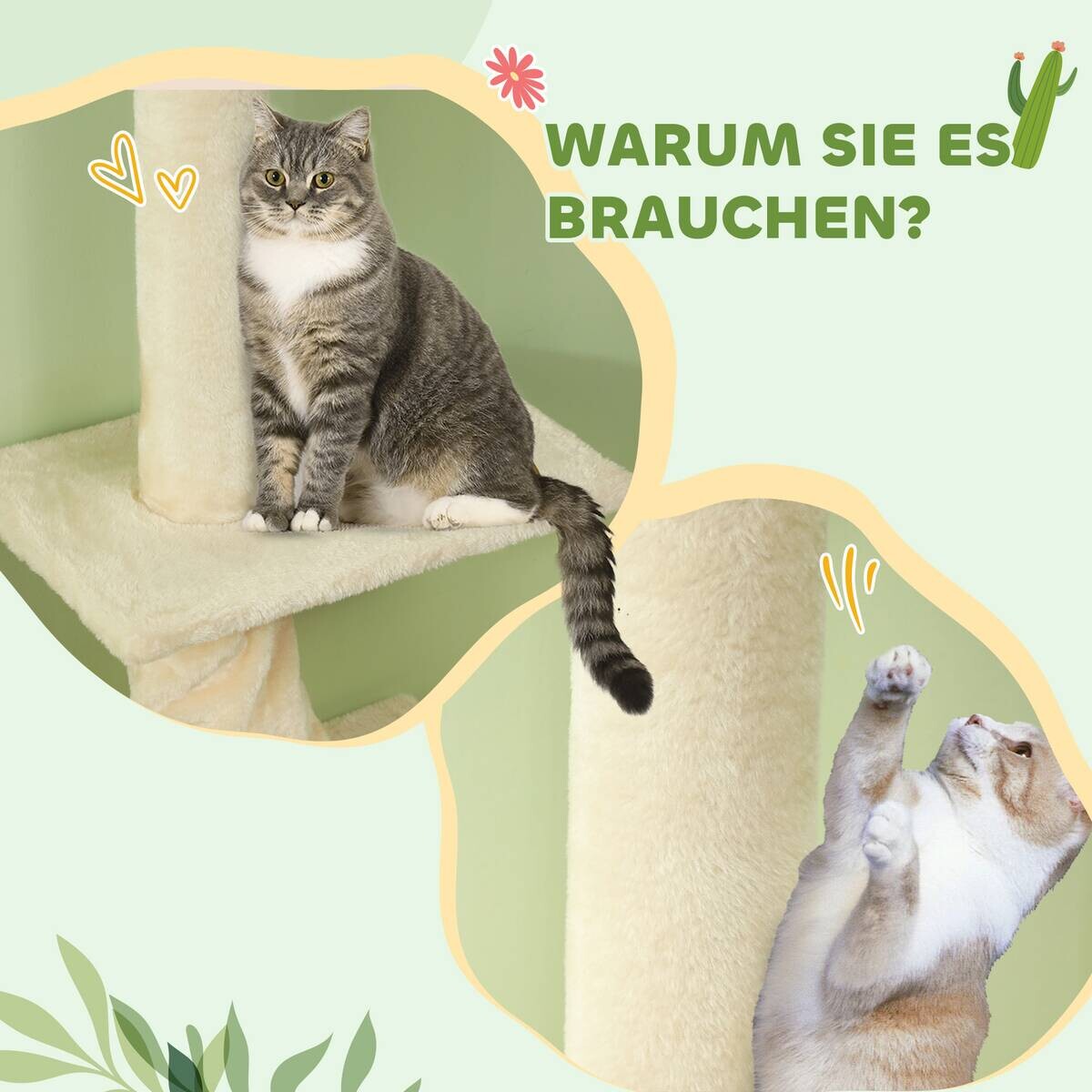 PawHut Kratzbaum cremeweiß Spanplatte B/H/L: ca. 26,5x275x42,5 cm