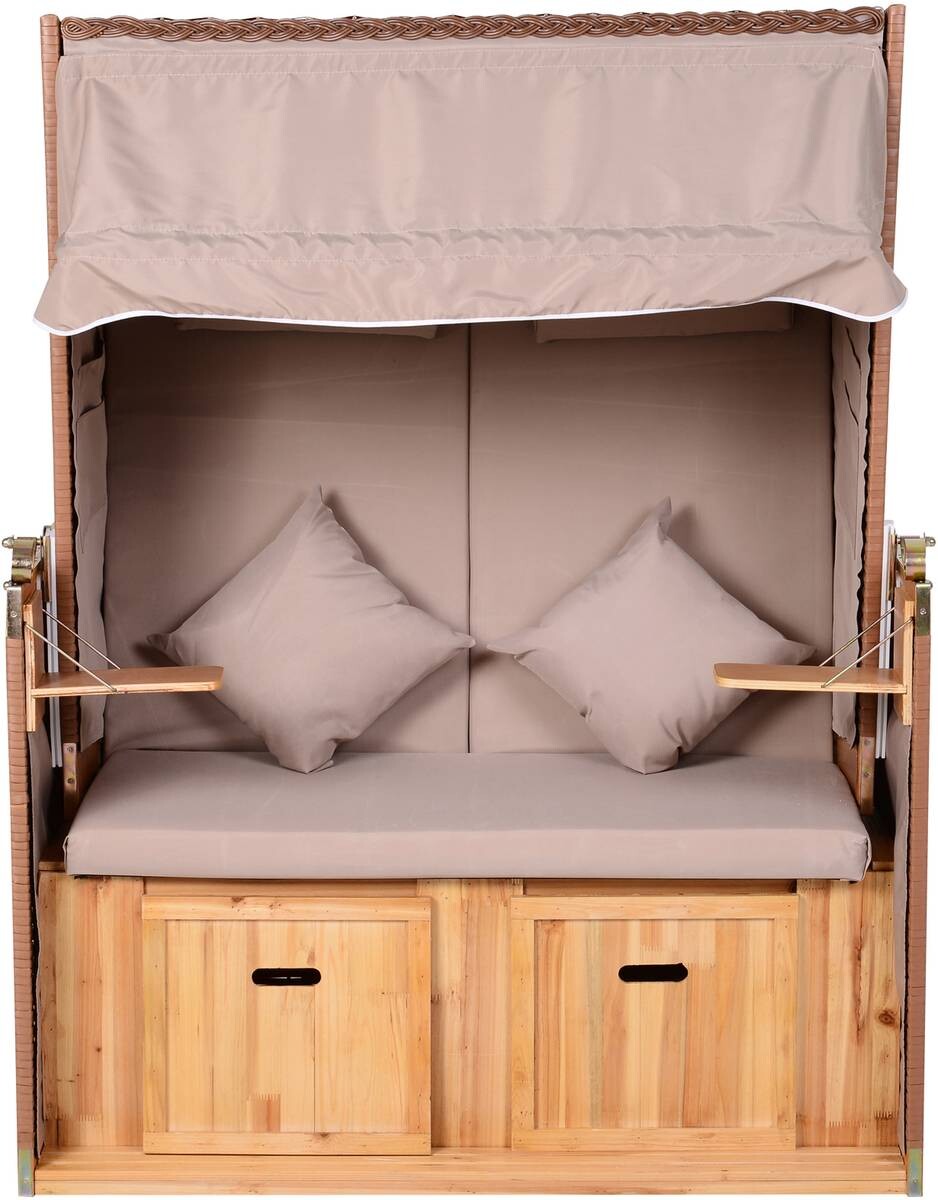 Outsunny Strandkorb hellbraun Metall B/H/T: ca. 118x150x79 cm