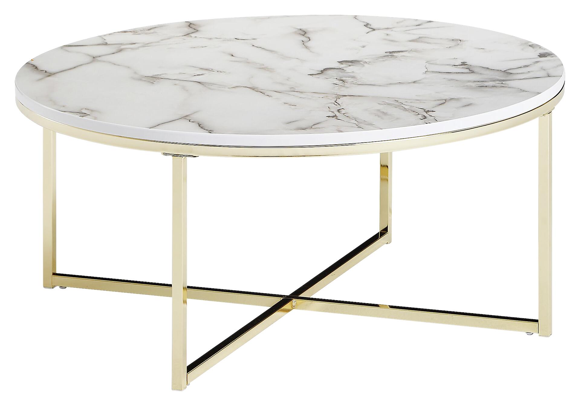 Wohnling Couchtisch weiß Marmor gold MDF Stahl B/H/T: ca. 80x35x80 cm Wohnling Couchtisch weiß Marmor gold MDF Stahl B/H/T: ca. 80x35x80 cm