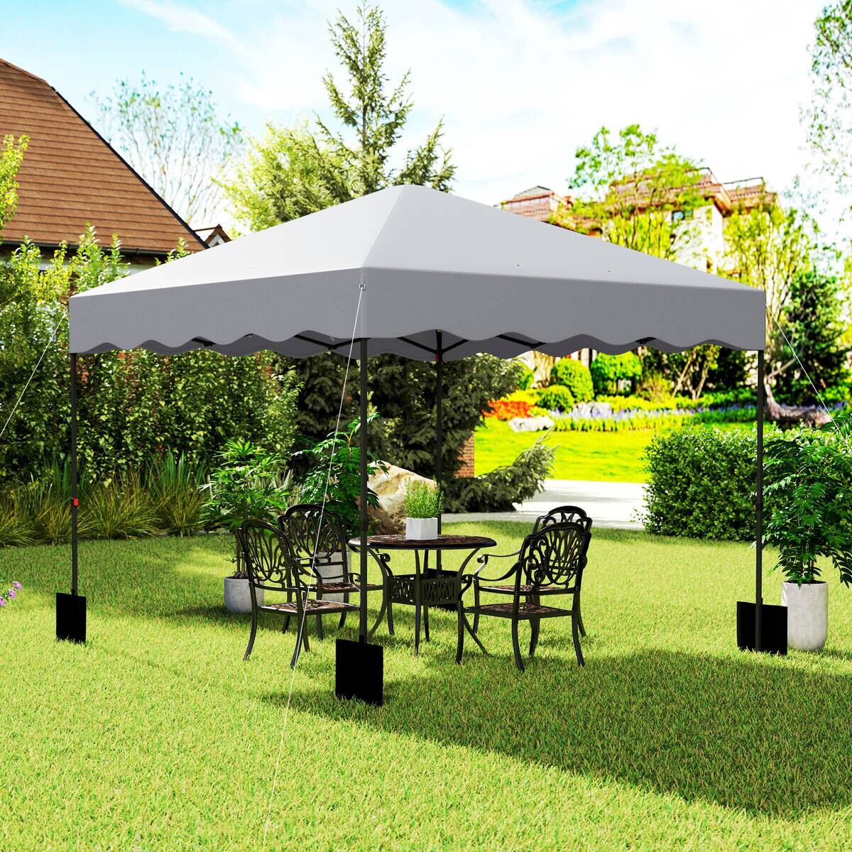 Outsunny Pavillon hellgrau Polyester B/H/L: ca. 297x287x297 cm
