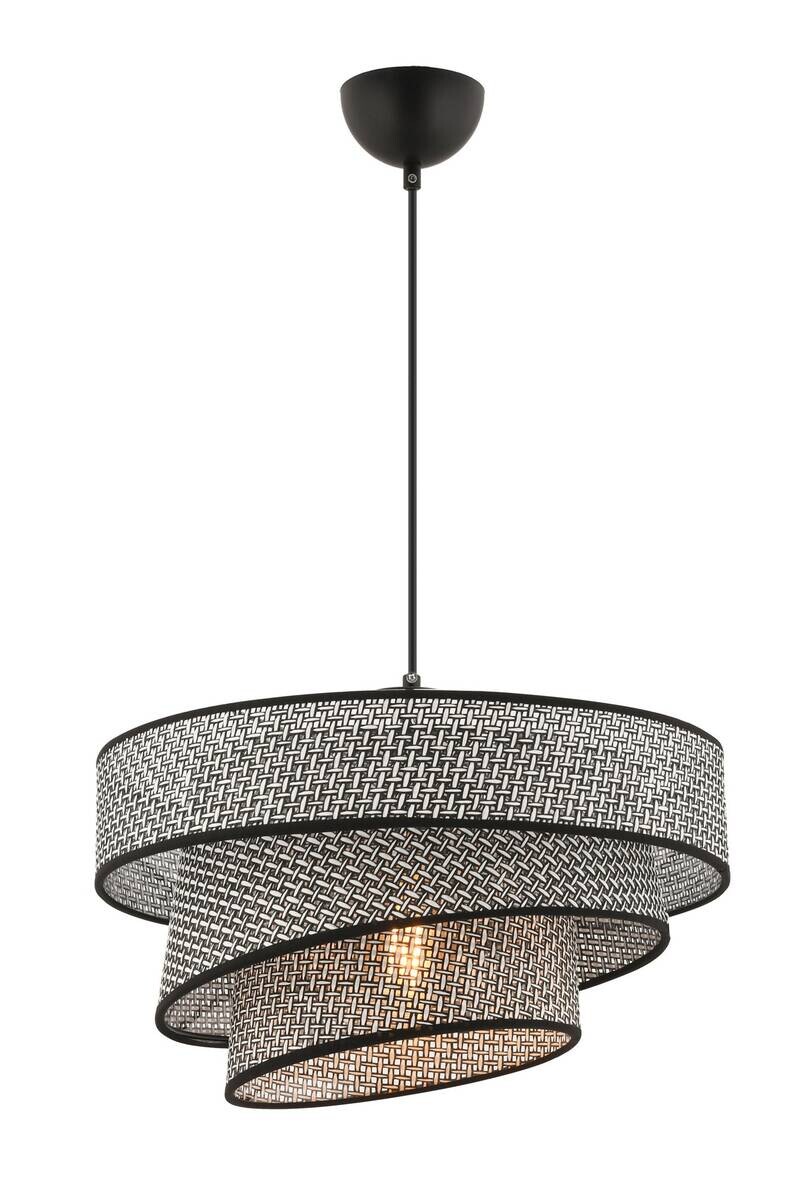 Opviq Pendelleuchte Couper grau schwarz Baumwolle Metall B/H/L: ca. 40x72x40 cm E27 1 Brennstellen