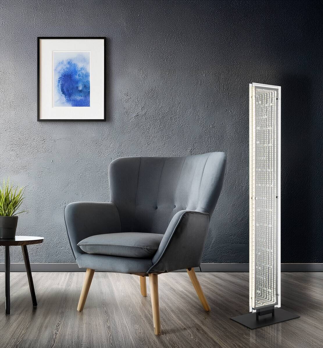 GLOBO Stehleuchte schwarz klar Kunststoff Aluminium Glas B/H/L: ca. 20x117x30 cm 1 Brennstellen