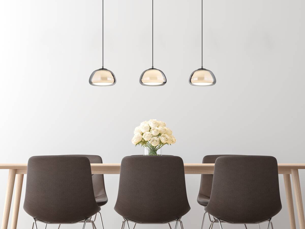 GLOBO Hängeleuchte schwarz Chrom Metall Glas B/H/L: ca. 34x20,5x101 cm