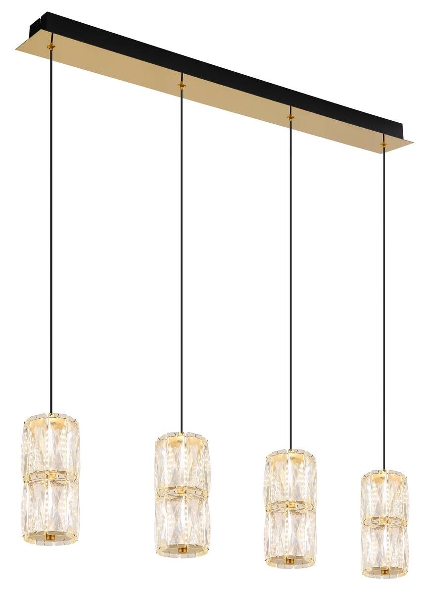 GLOBO Pendelleuchte mattschwarz gold klar Glas Metall B/H/T/L: ca. 9,5x150x84,5x84,5 cm 1.0 Brennstellen