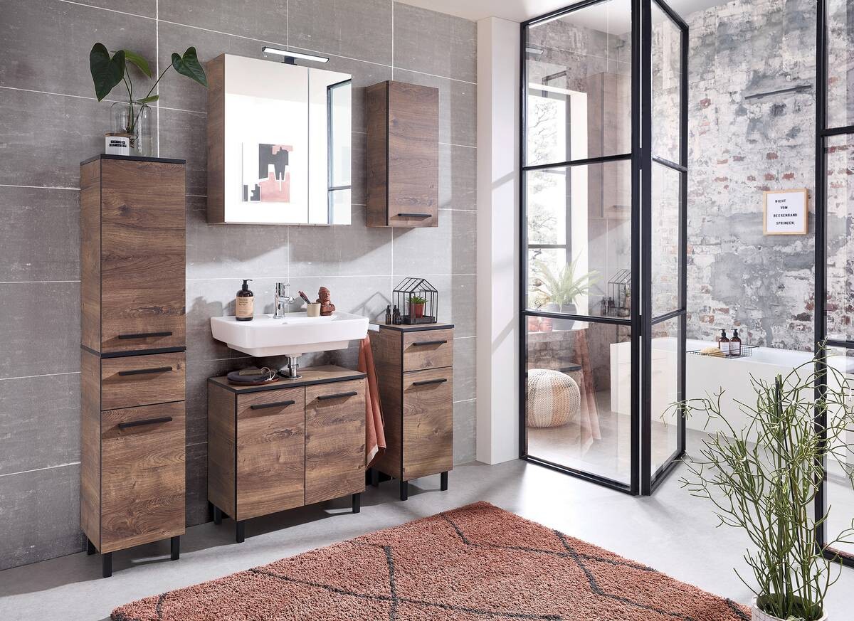 Badezimmer-Set Quickset 374 Eiche Ribeck Nachbildung B/H/T: ca. 120x200x33 cm