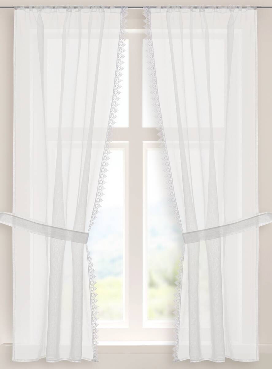 CASA CREATION Landhausgardine Nishay wollweiß B/L: ca. 75x160 cm