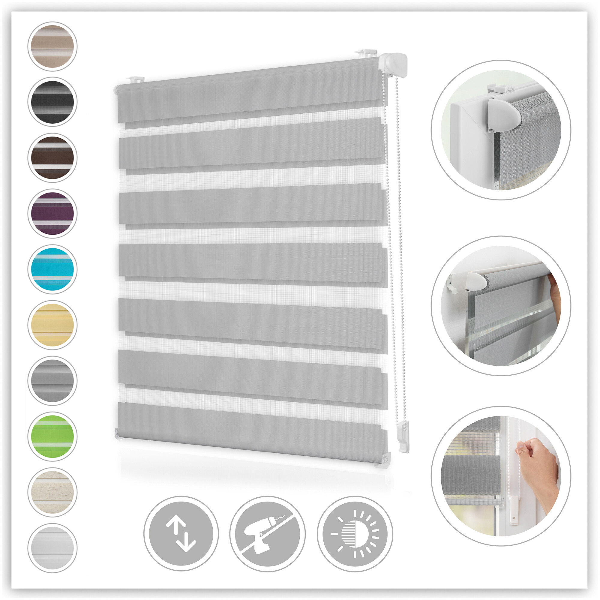 LICHTBLICK Doppelrollo Duo grau B/L: ca. 55x150 cm