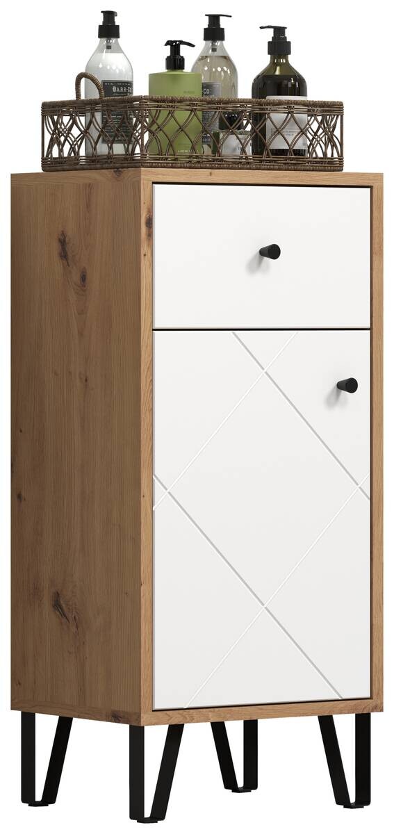 Stauraumelement Touch Eiche Artisan Nachbildung weiß matt B/H/T: ca. 36x79x29 cm