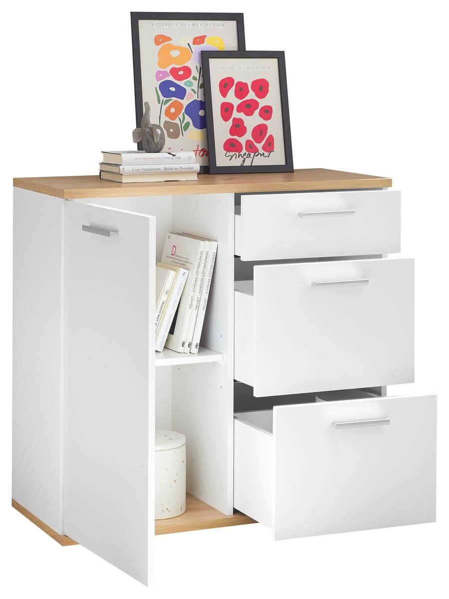 Kommode BC 1035 weiß Eiche Artisan Nachbildung B/H/T: ca. 96x86x38 cm
