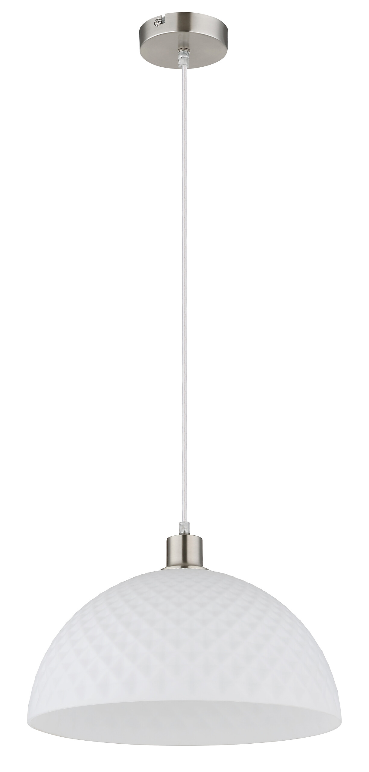 GLOBO Pendelleuchte Opal nickel Glas Metall PVC H/D: ca. 120x35 cm E27 1 Brennstellen