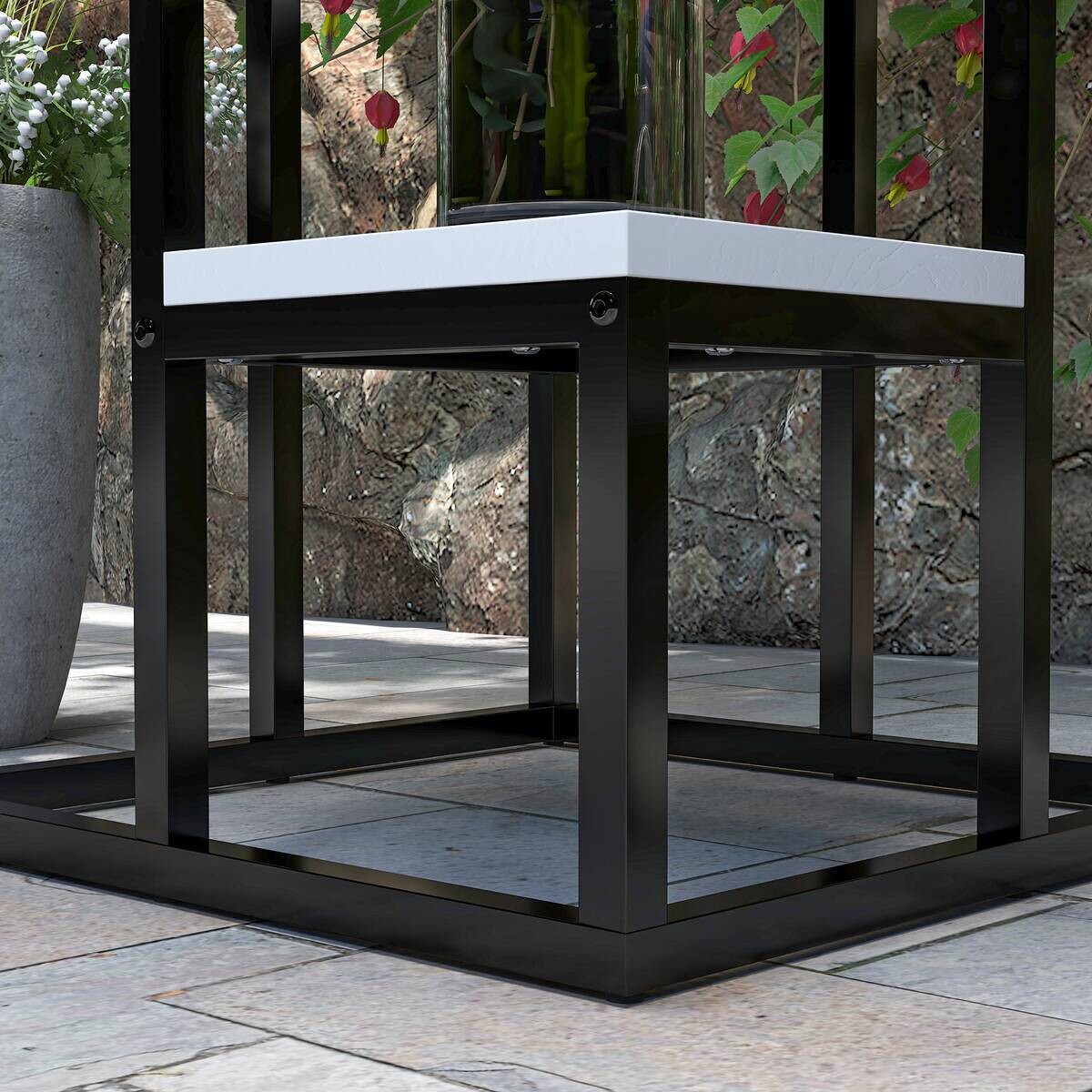 Outsunny Pflanzenständer weiß Holz B/H/L: ca. 34x70x34 cm