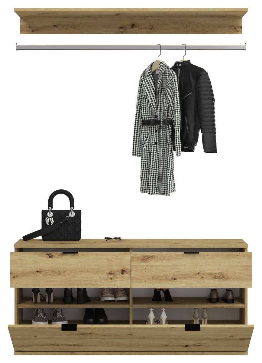 Garderobe PROJEKT Eiche Artisan Nachbildung Spiegel B/H/T: ca. 243x193x34 cm