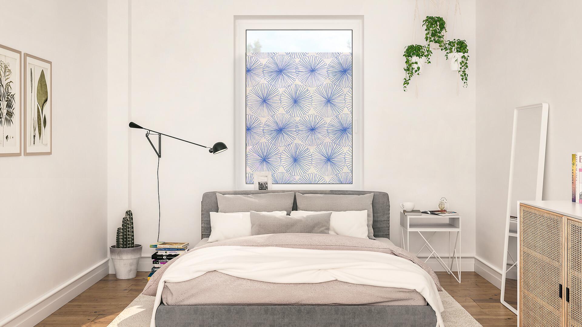 LICHTBLICK Fensterfolie Flower Wheel Floral Flower Wheel blau B/L: ca. 100x130 cm