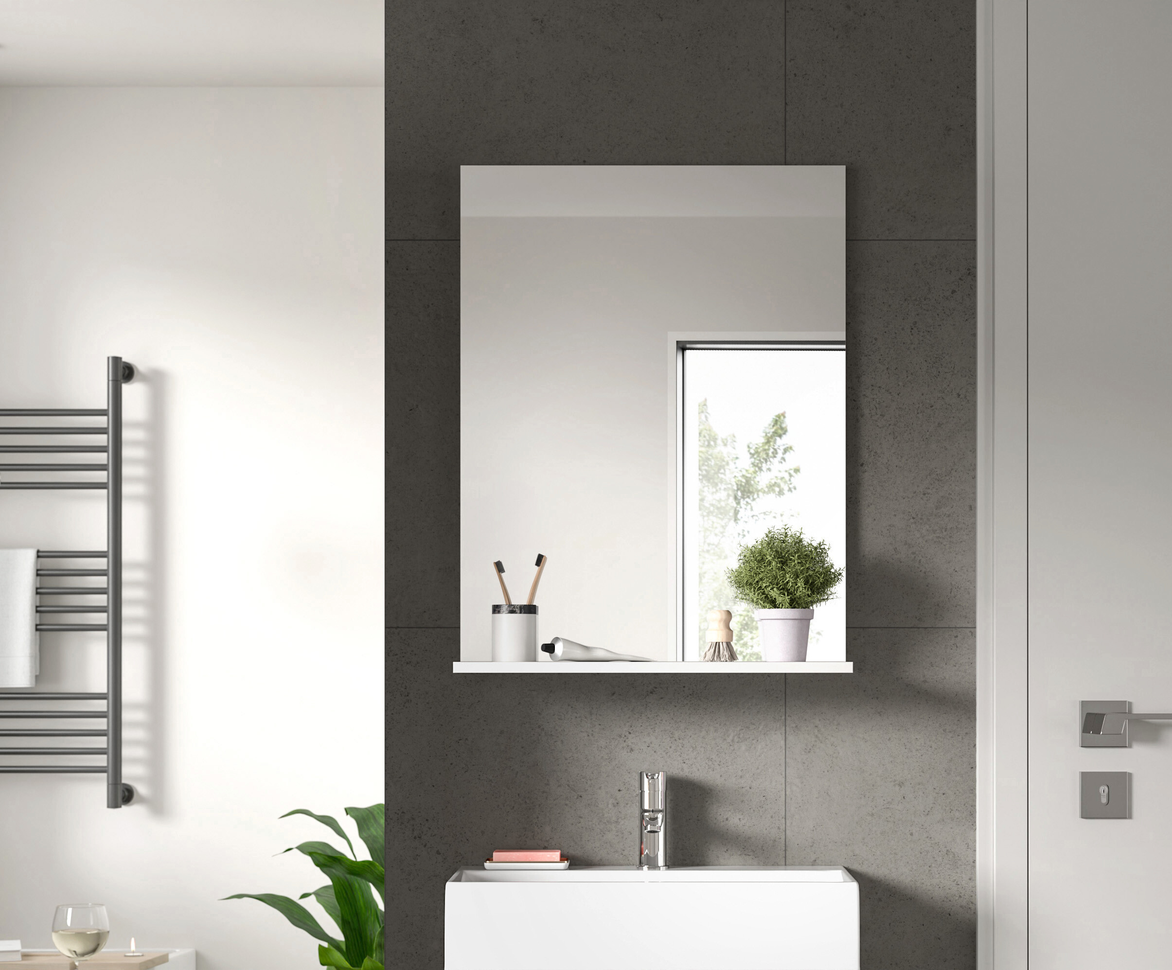 Badspiegel Scout weiß weiß Hochglanz B/H/T: ca. 60x79x18 cm