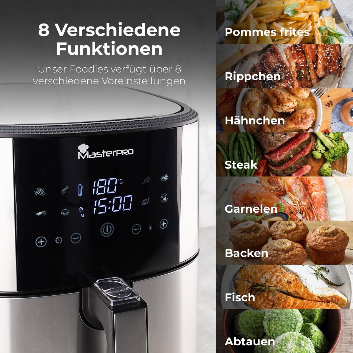 MASTERPRO Heißluftfritteuse BGMP-9167 silber Kunststoff B/H/T: ca. 36x39,5x41 cm ca. 6 l