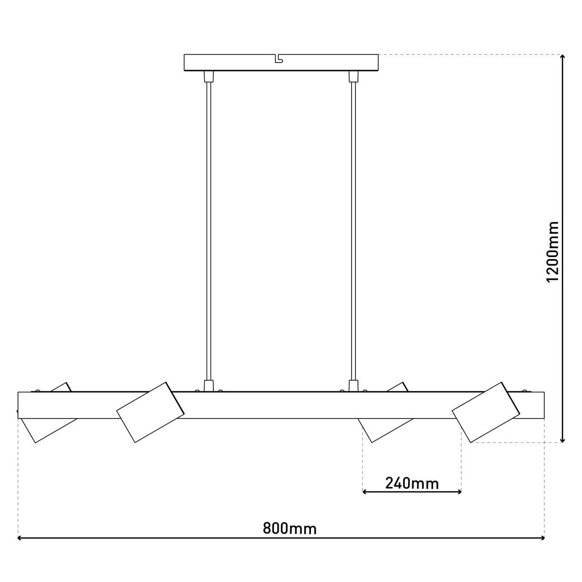 Näve Leuchten Pendelleuchte 7094523 weiß Metall Holz B/H/T: ca. 24x120x80 cm GU10 4 Brennstellen