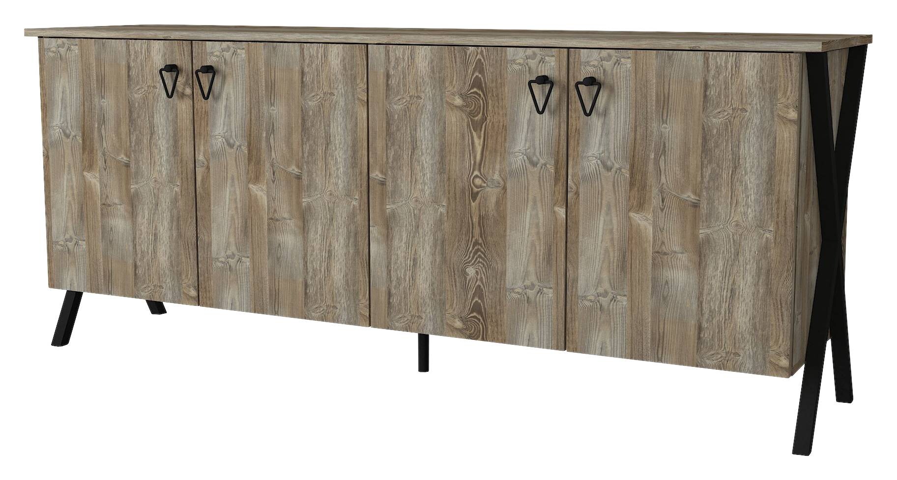 Sideboard Zeth Eiche Nachbildung B/H/T: ca. 180x76,8x44,8 cm