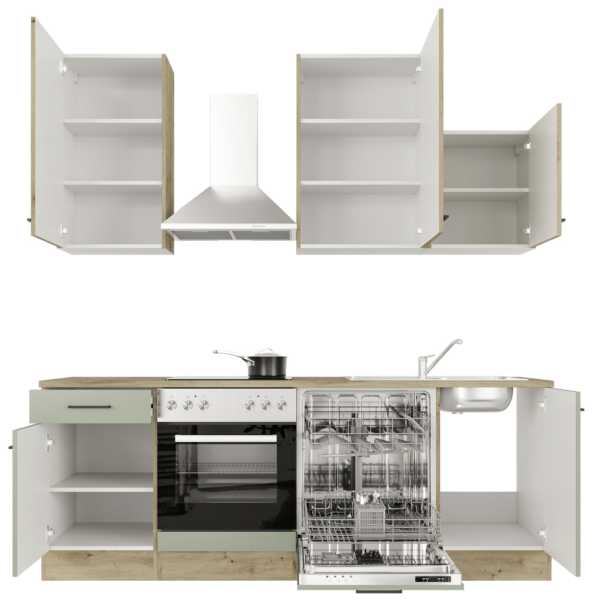 Küchenblock Cara grün matt B/H/T: ca. 220x234x60 cm