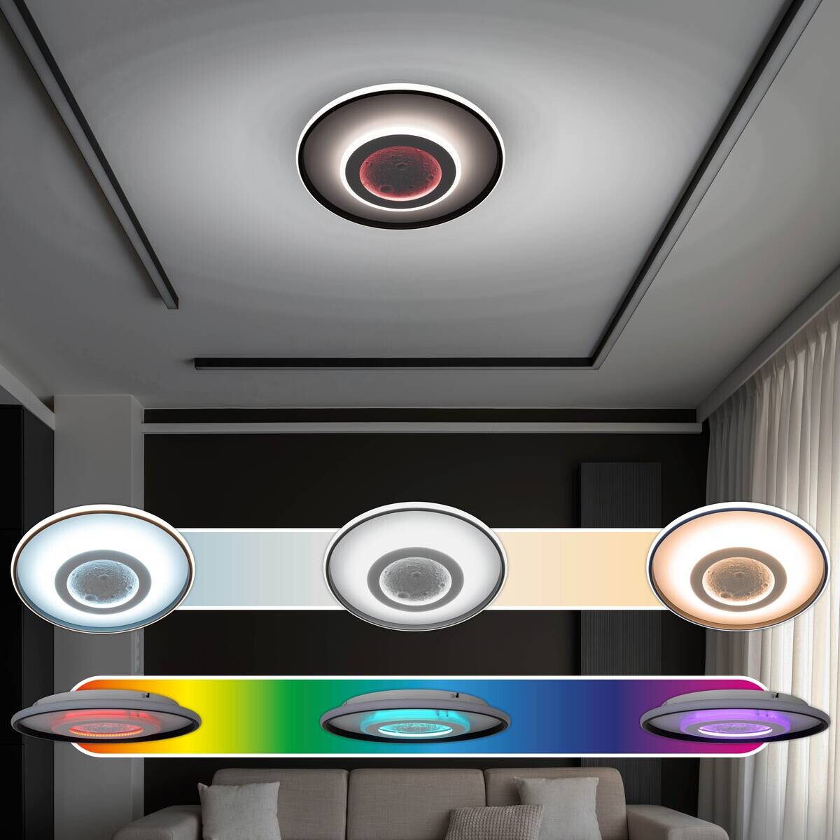 Näve Leuchten Deckenleuchte weiß Metall Kunststoff B/H/T: ca. 50x6x50 cm null 3 Brennstellen