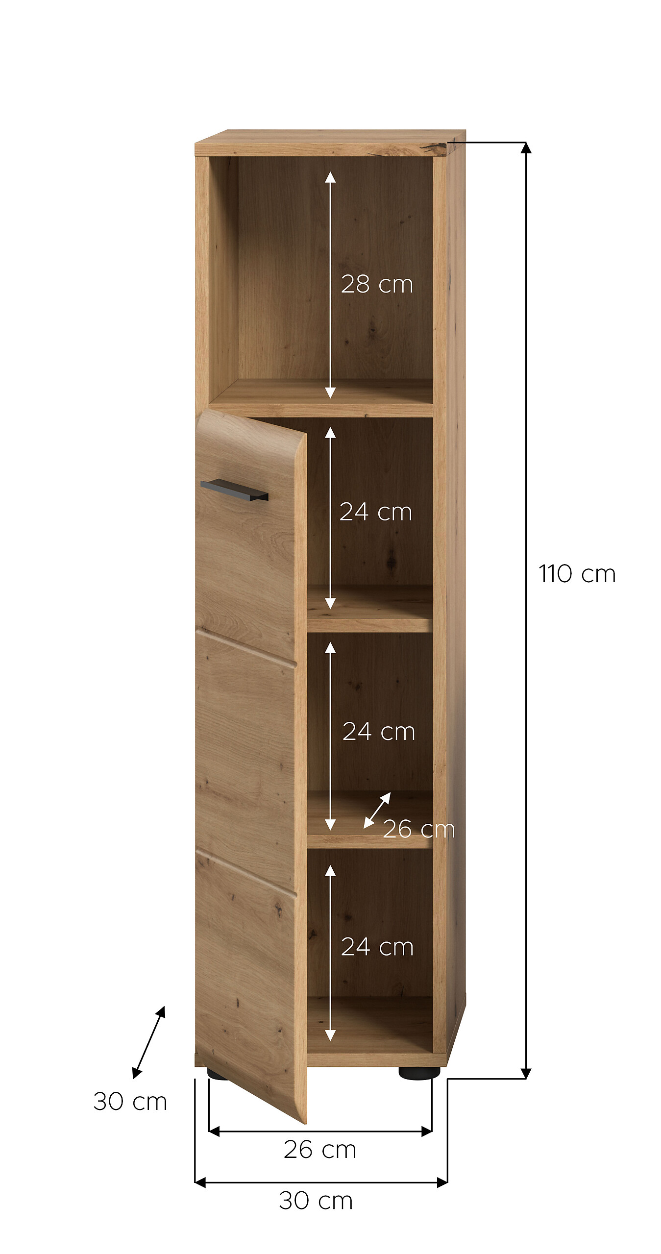 Schrank Ice Artisan Oak Nachbildung B/H/T: ca. 30x110x30 cm