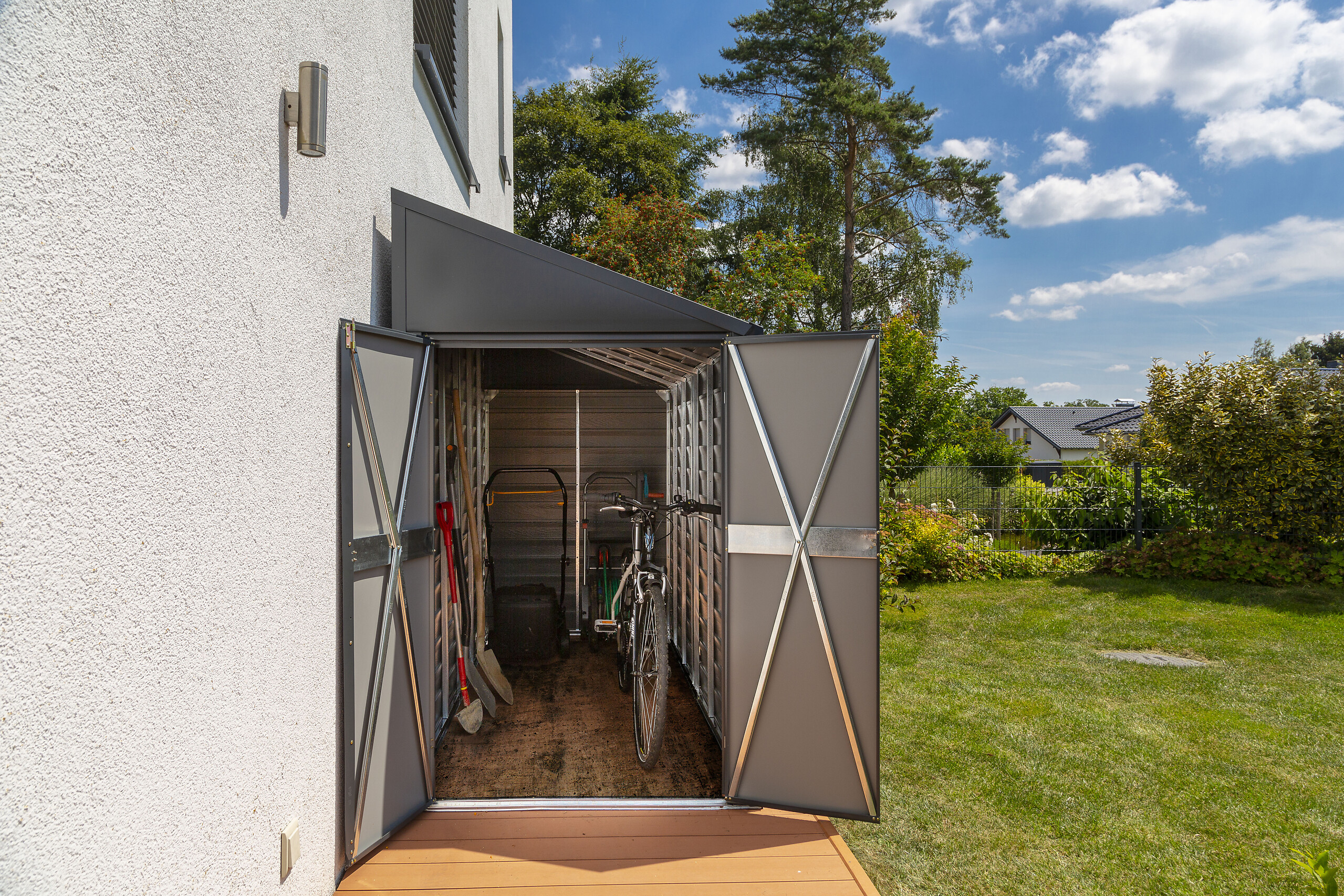 Spacemaker Anlehngerätehaus 4x10 grau B/H/T: ca. 295x208x124 cm