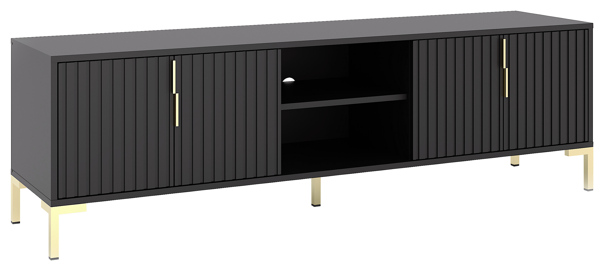 TV-Lowboard FLINN schwarz matt gold Optik B/H/T: ca. 165x50x40 cm