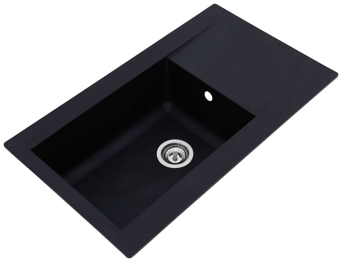 Respekta Einbauspüle Denver 86 x 50 S schwarz Mineralite B/H/T: ca. 86x20x50 cm