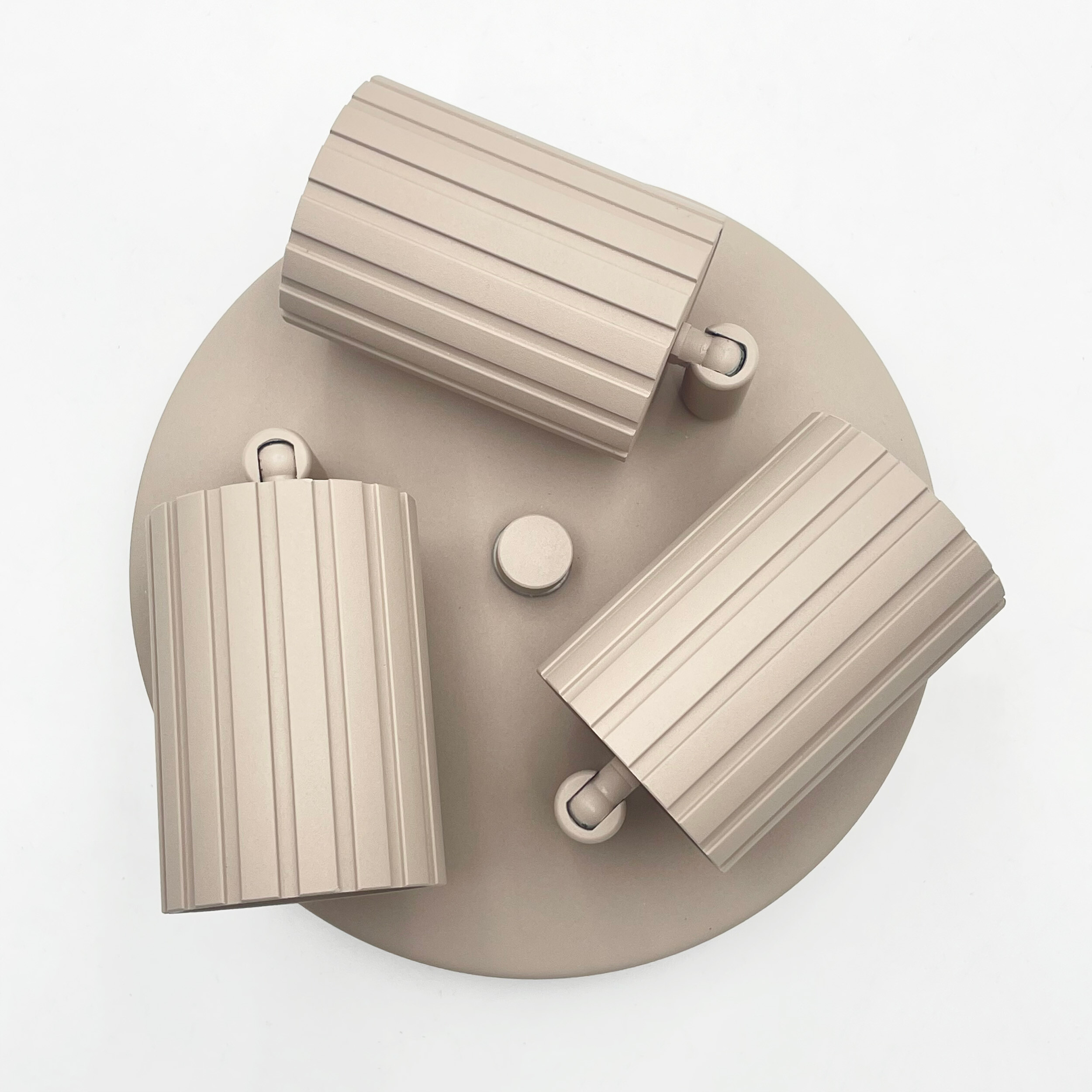 Lamkur Strahler Prisma beige Stahl B/H/L: ca. 18x19,5x18 cm 3 Brennstellen