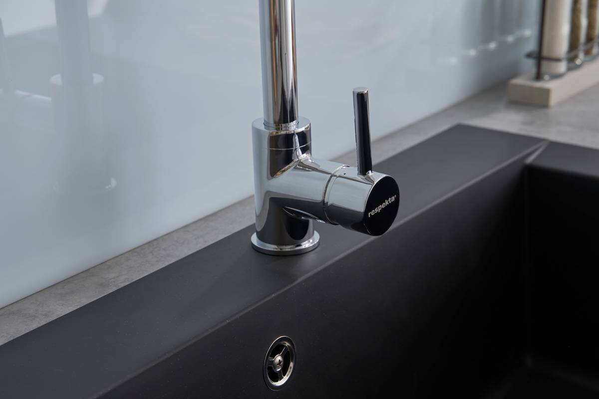 Respekta Einbauspüle Ohio 66 x 50 S schwarz Mineralite B/H/T: ca. 66x21x50 cm