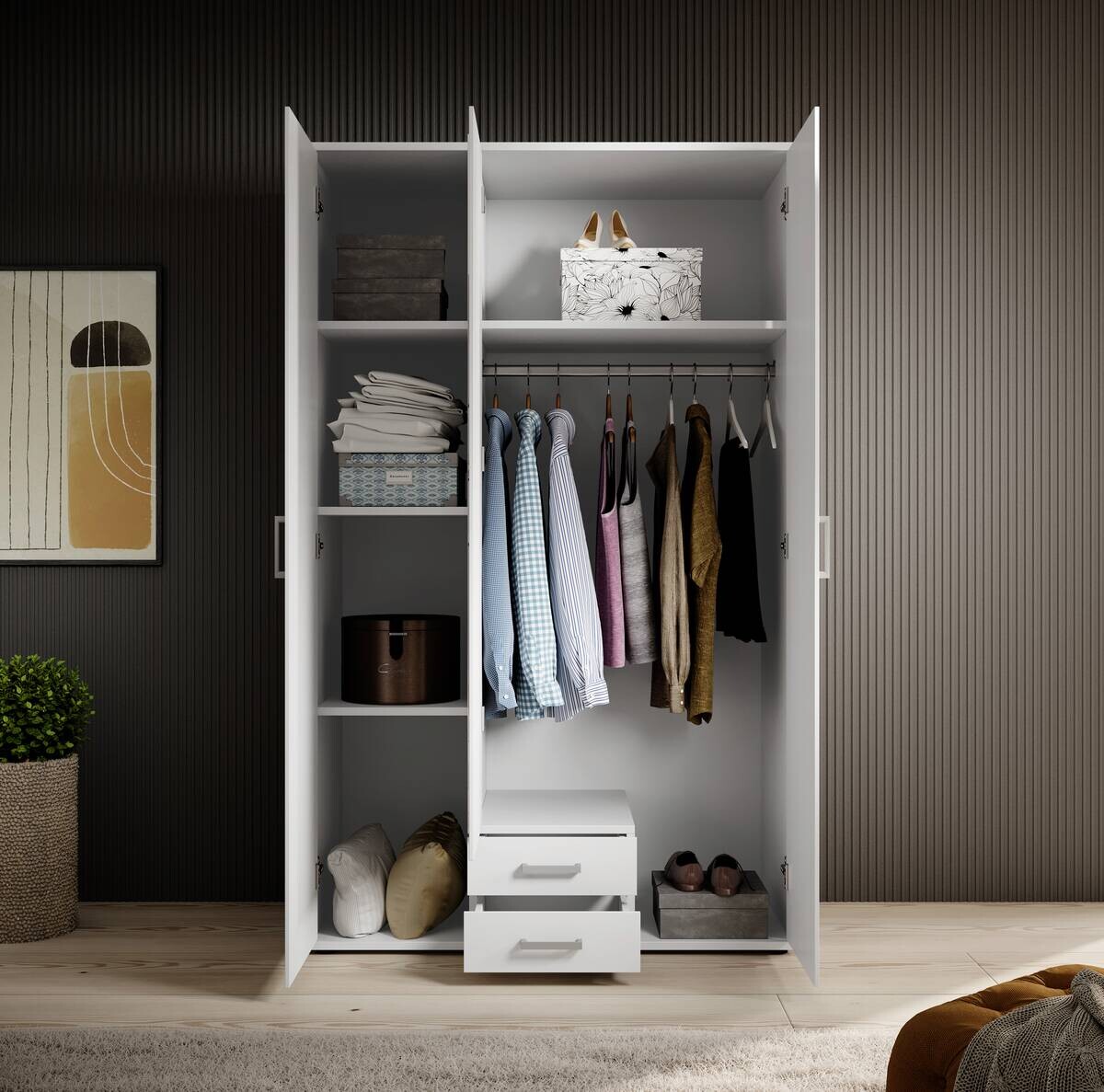 Kleiderschrank Karl weiß B/H/T: ca. 120x195x55 cm