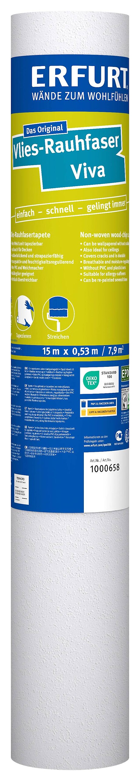 Erfurt Rauhfaser Viva weiß B/L: ca. 53x1500 cm