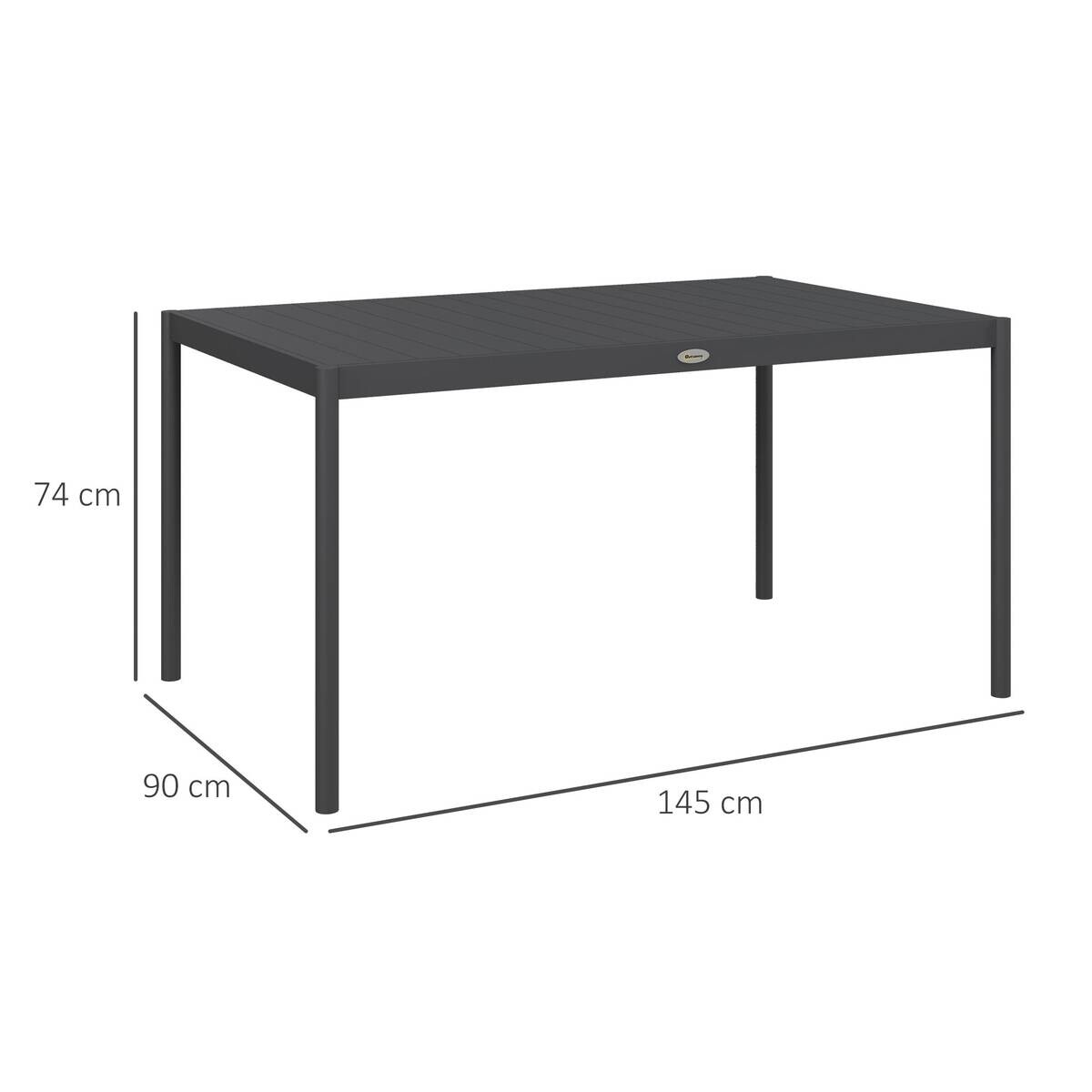 Outsunny Gartentisch dunkelgrau Aluminium B/H/L: ca. 90x74x145 cm