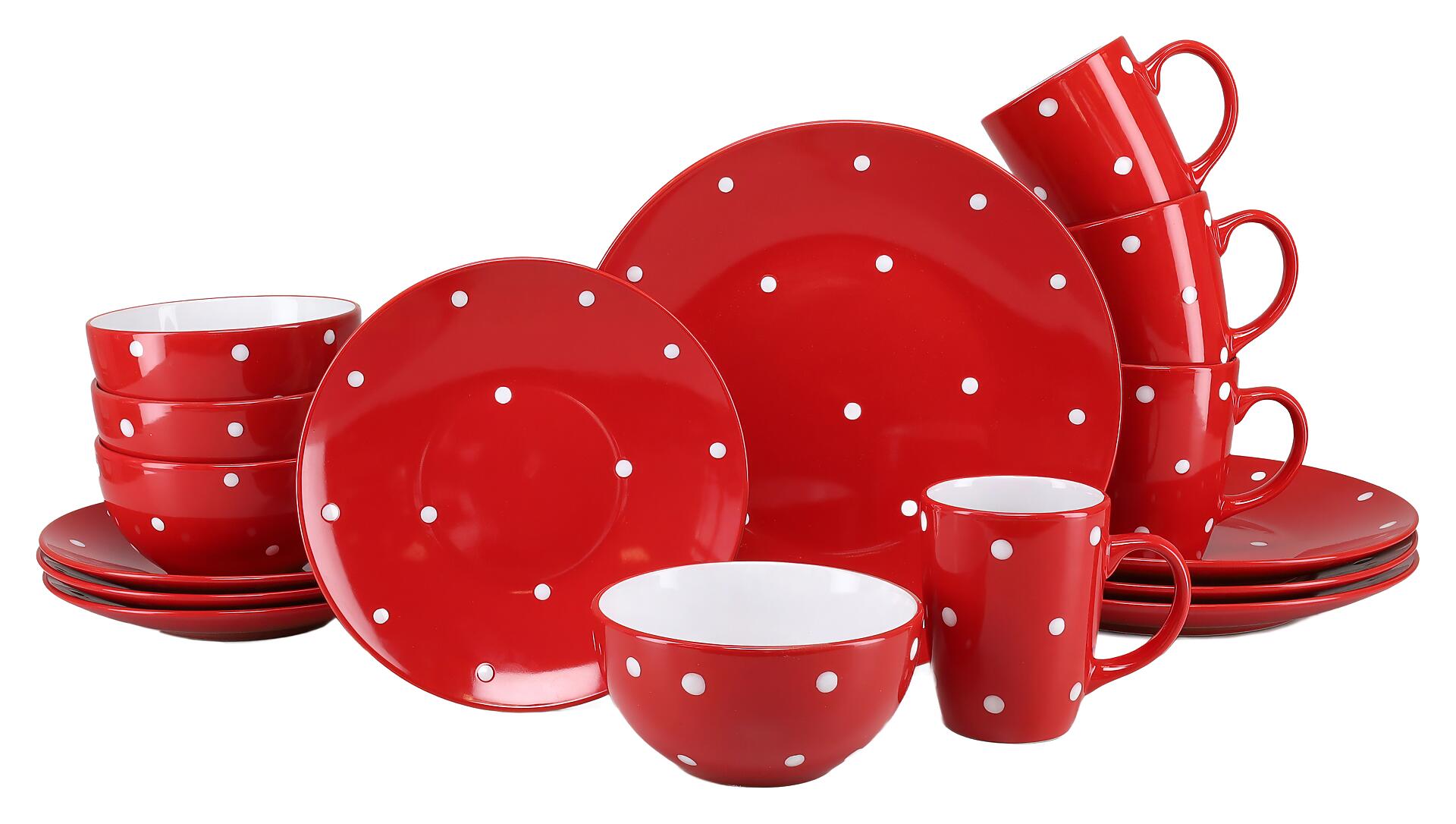 CreaTable Kombiservice Polka Dots weiß Steinzeug 16 tlg.