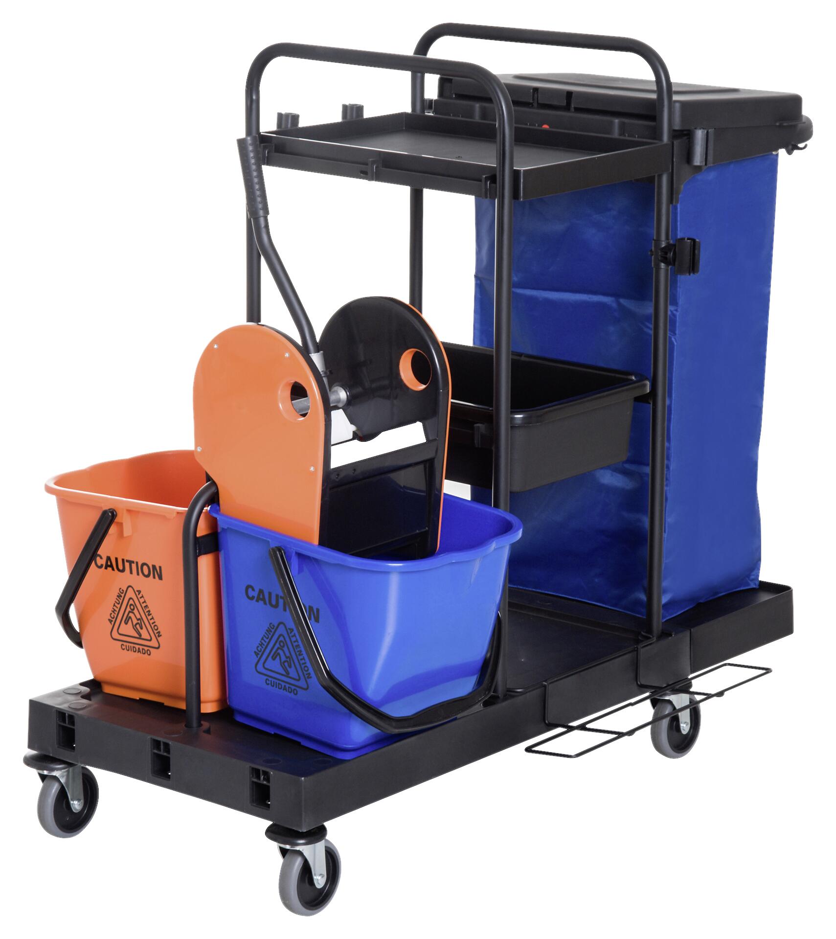 HOMCOM Putzwagen schwarz Metall B/H/L: ca. 63x103x111 cm