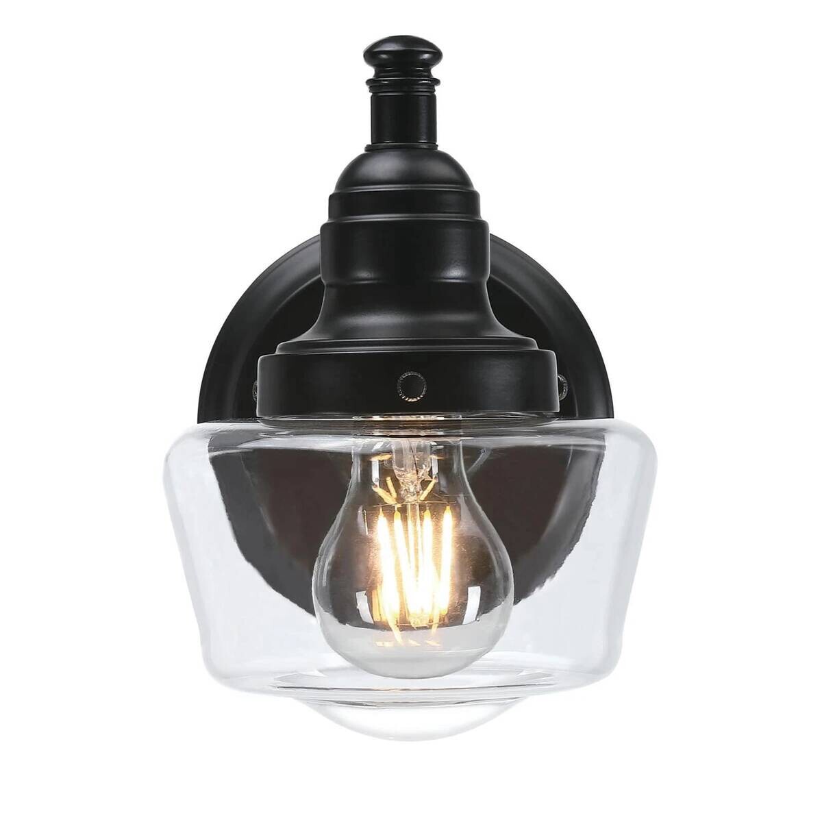 Westinghouse Außenwandleuchte Eddystone mattschwarz Glas Metall B/H/L: ca. 15x21x22 cm E27 1 Brennstellen