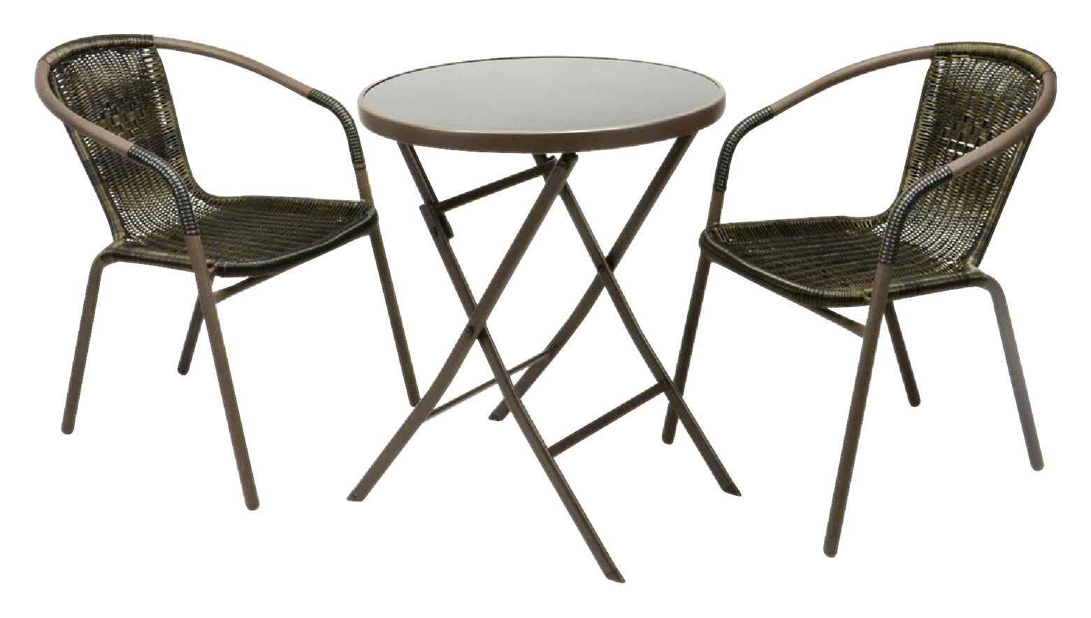 VCM Balkon-Set braun Polyrattan B/H: ca. 53x73 cm