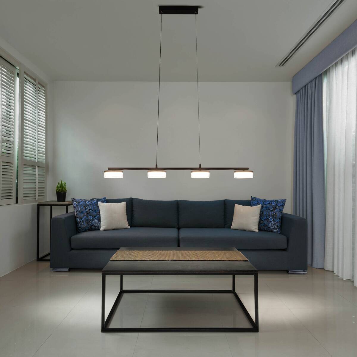 Näve Leuchten Pendelleuchte 7096522 schwarz Metall Kunststoff B/H/T: ca. 12x150x96 cm null 4 Brennstellen