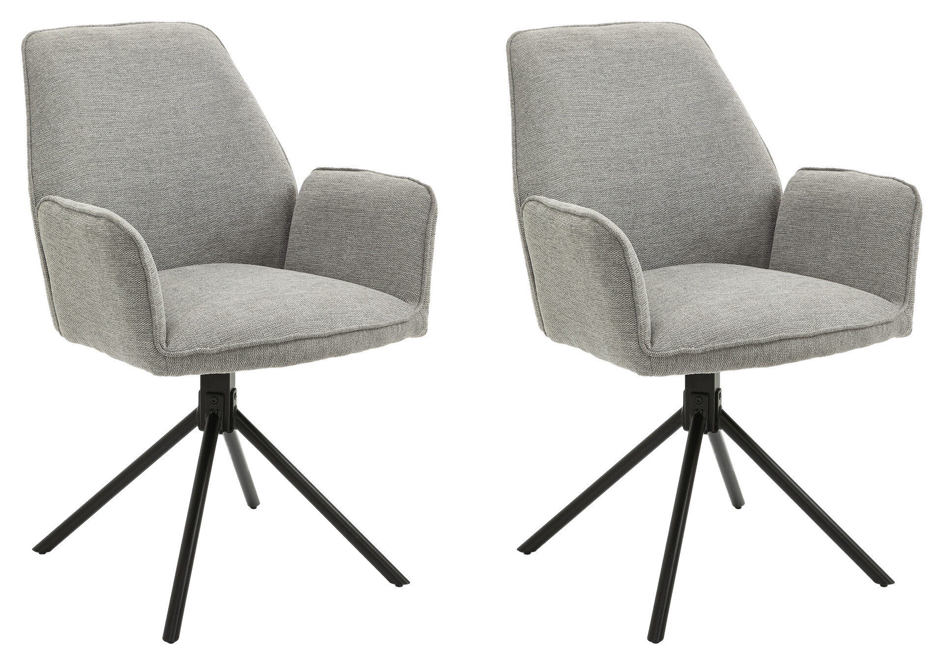 Stuhl BLAIR 2er-Set hellgrau schwarz Webstoff Metall B/H/T: ca. 57x89x61 cm