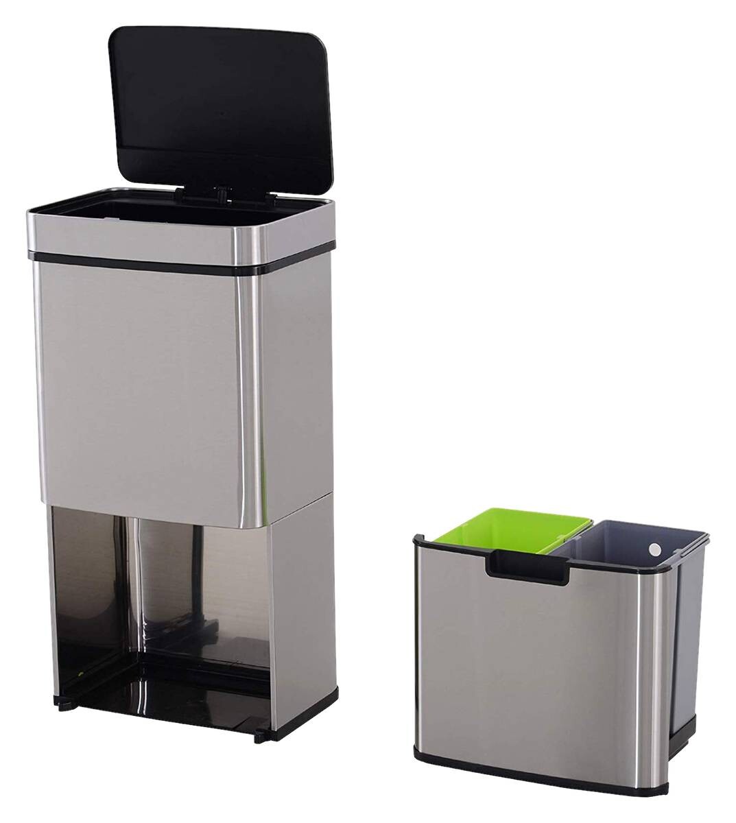 HOMCOM Abfalleimer silber B/H/L: ca. 30x81x42 cm