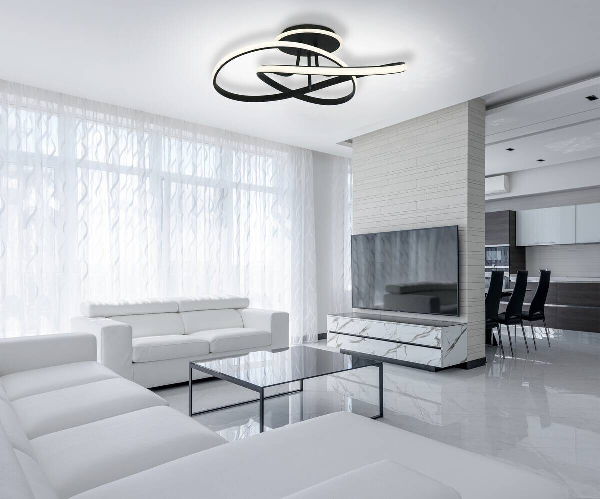 POCOline LED-Deckenleuchte Virage schwarz Metall Acryl B/H/L: ca. 54x16,5x54 cm