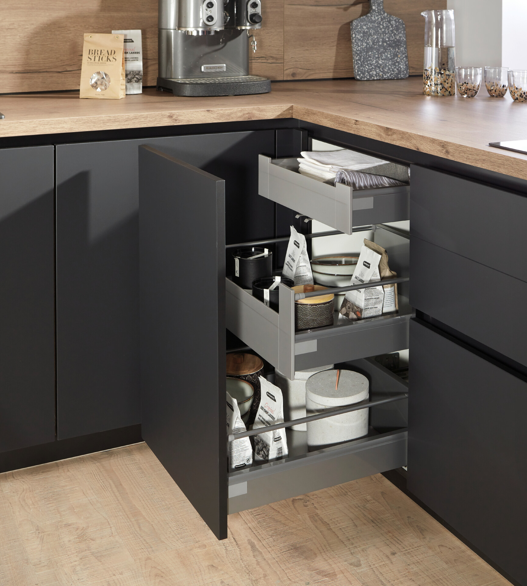 nobilia Doppelblock Easytouch Grafitschwarz Lacklaminat B/T: ca. 260x60 cm