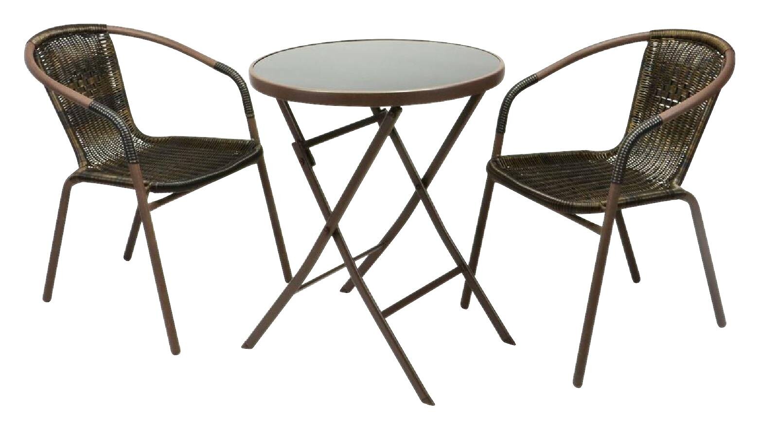VCM Balkon-Set braun Polyrattan B/H: ca. 53x73 cm