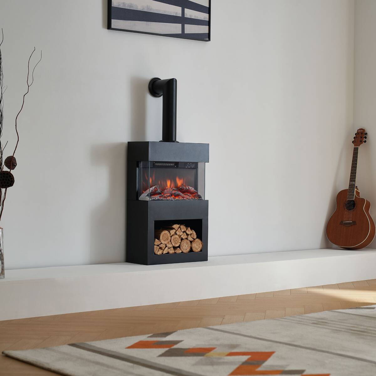 KAMINIO Elektrischer-Kamin HENRI schwarz Metall B/H/T: ca. 48x117,2x21,7 cm ca. 2000 W