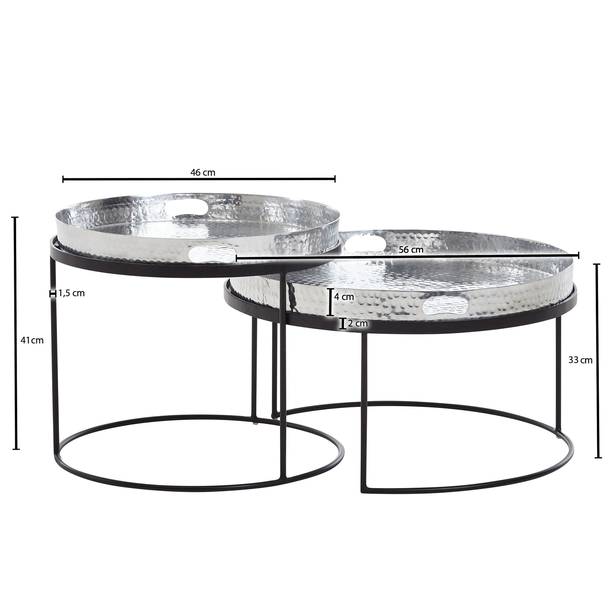 Wohnling Couchtisch 2er-Set. silber B/H/T: ca. 56x33x56 cm