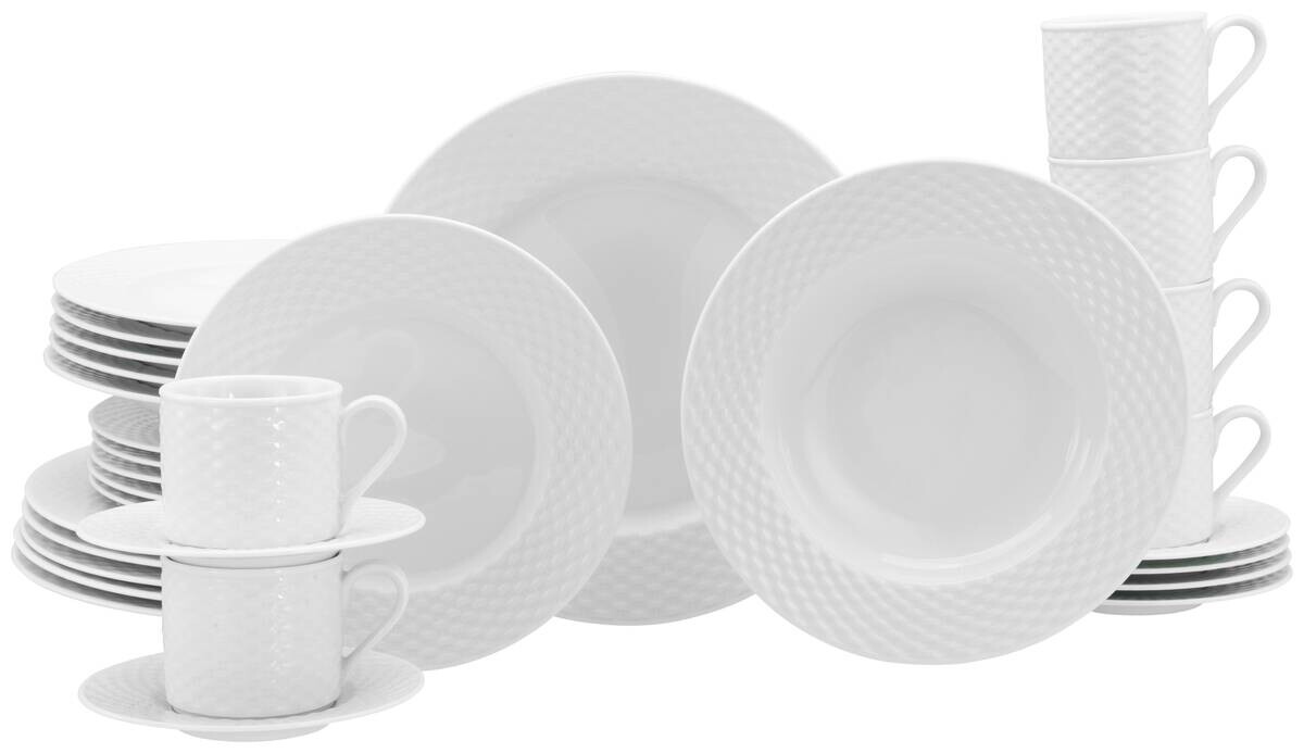 CreaTable Kombiservice Polo weiß Porzellan 30 tlg.