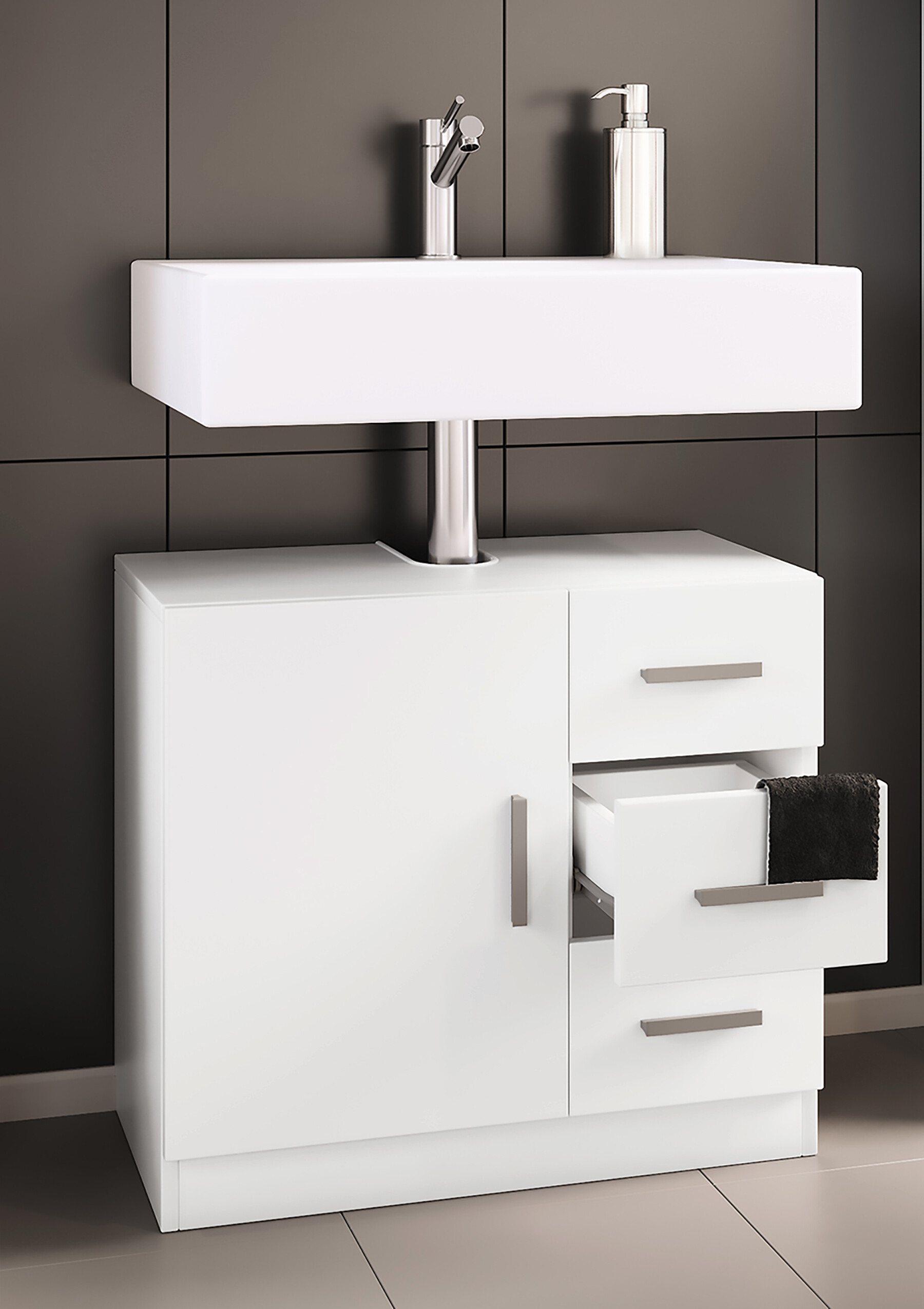 Waschbeckenunterschrank Zalo weiß B/H/T: ca. 63x56x30 cm