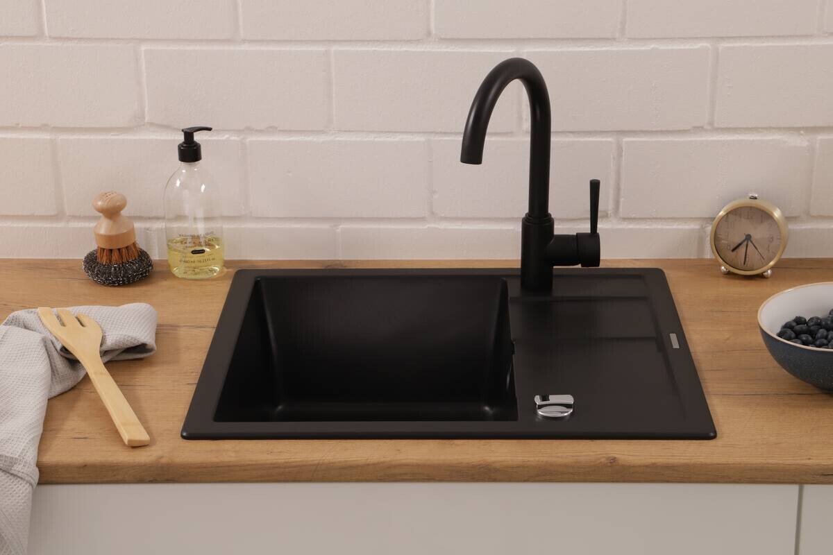 Respekta Einbauspüle Nashville schwarz Granit B/H/T: ca. 58x19,5x50 cm