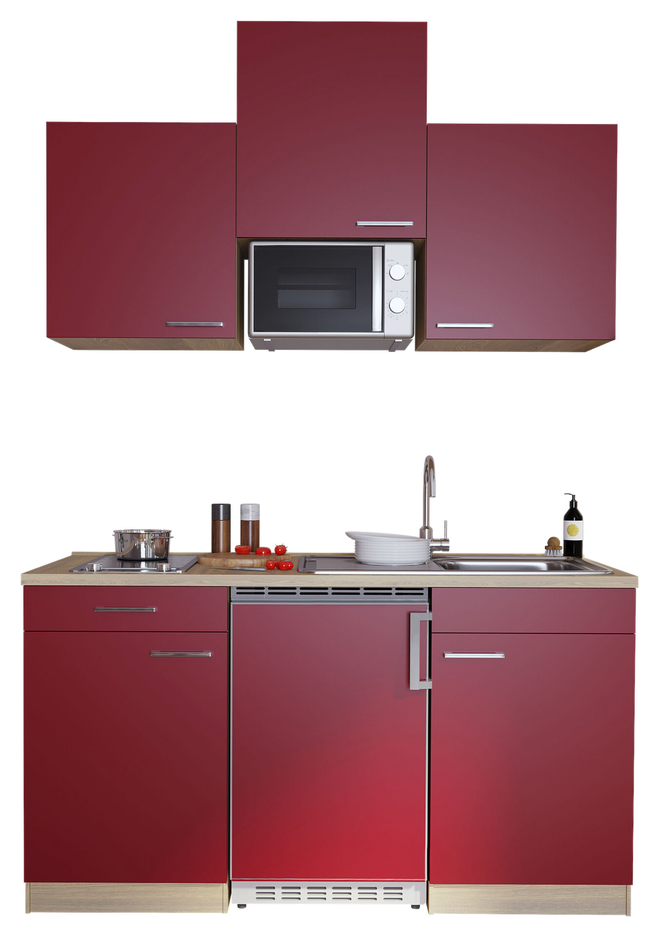 Respekta Singleküche Economy rot matt B/H/T: ca. 150x200x60 cm