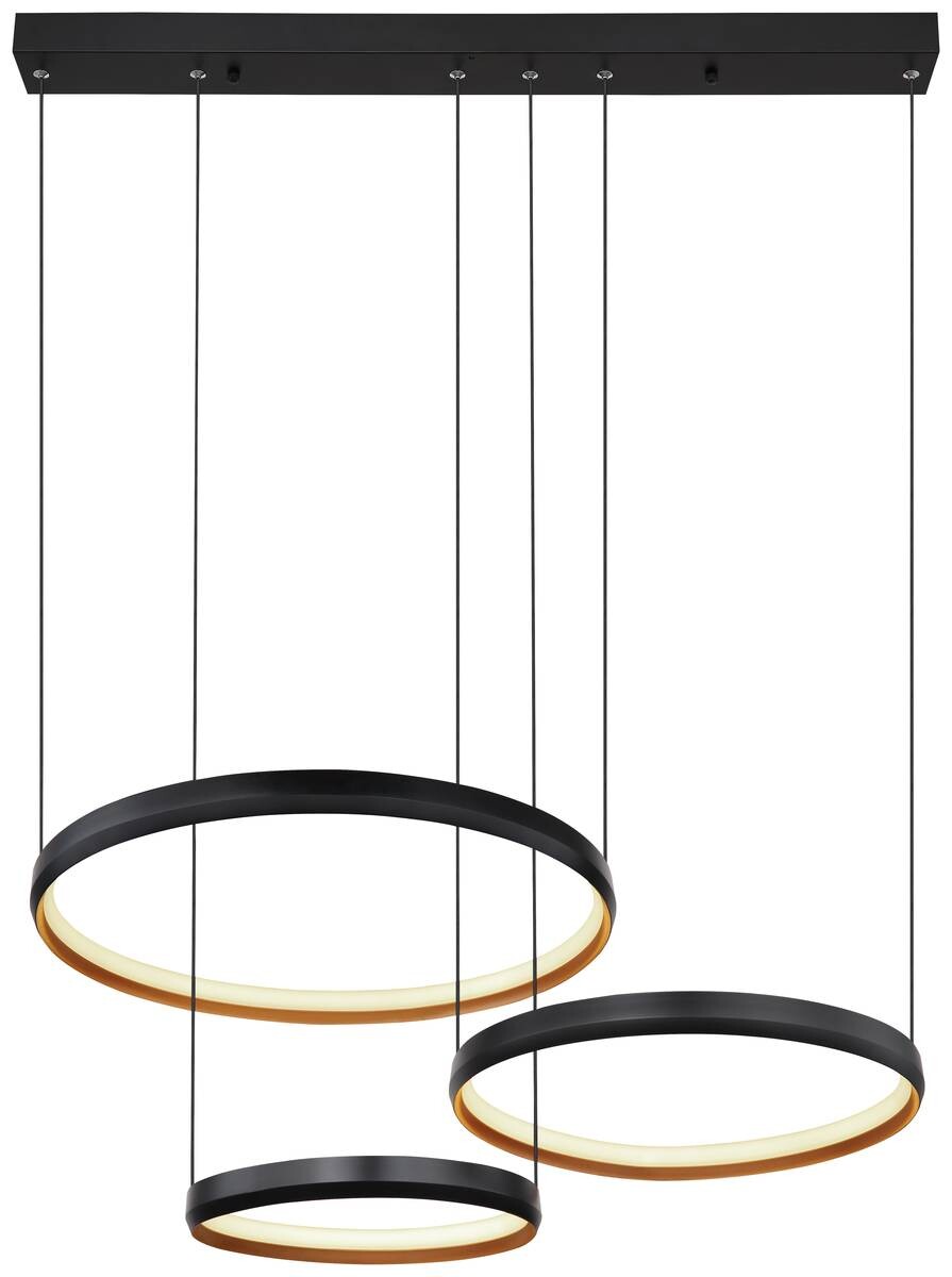 GLOBO Pendelleuchte 67193-55H Halli gold Opal schwarz Acryl Metall B/H/L: ca. 50,3x150x76,7 cm null 3 Brennstellen